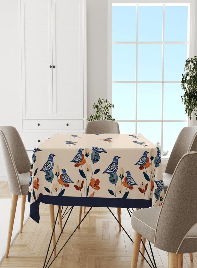 Astitva 100% Cotton Premium 8-10 Seater Dining Table Cover | 60 x 108 inch Table Protector with Blue Bird Print and Elegant Border - Image 4