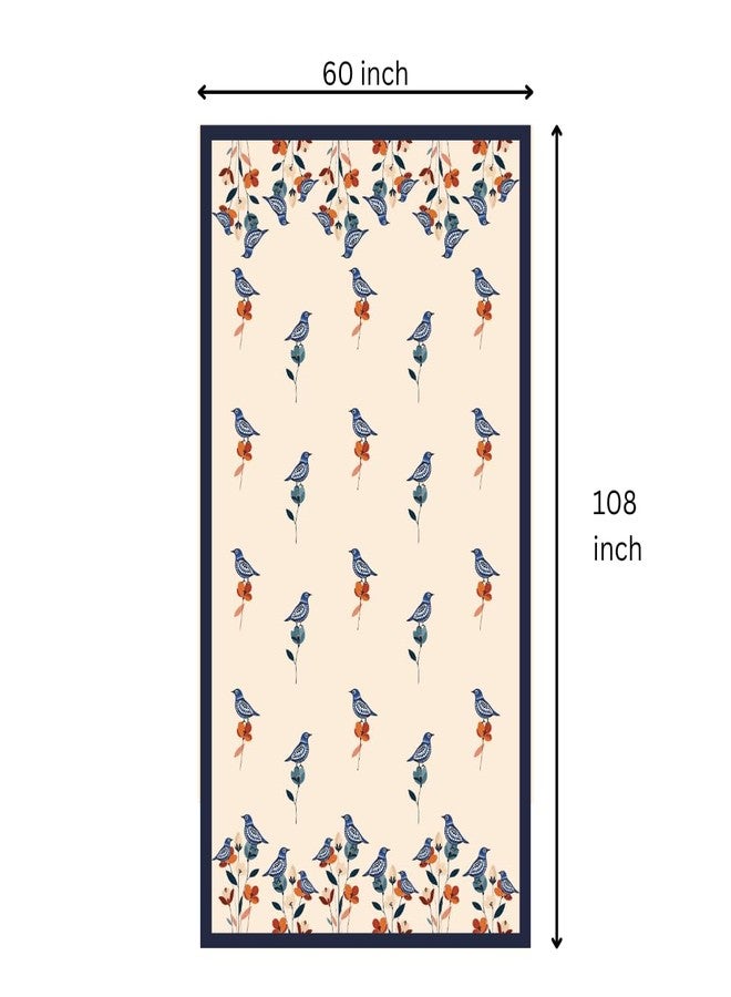 Astitva 100% Cotton Premium 8-10 Seater Dining Table Cover | 60 x 108 inch Table Protector with Blue Bird Print and Elegant Border - Image 2