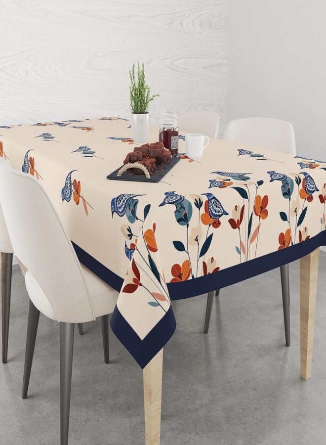 Astitva 100% Cotton Premium 8-10 Seater Dining Table Cover | 60 x 108 inch Table Protector with Blue Bird Print and Elegant Border - Image 3