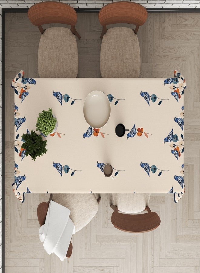 Astitva 100% Cotton Premium 8-10 Seater Dining Table Cover | 60 x 108 inch Table Protector with Blue Bird Print and Elegant Border - Image 5