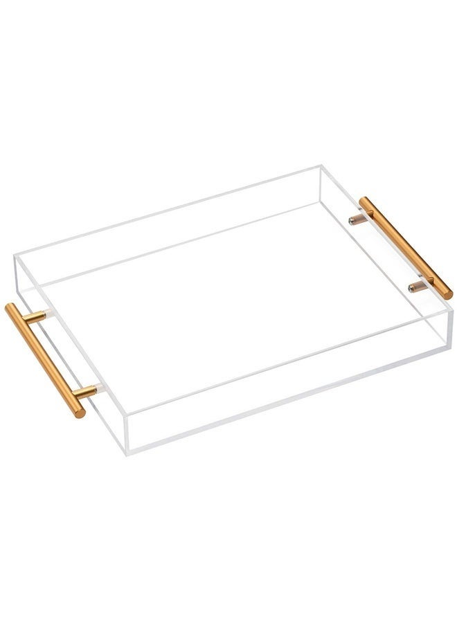 والالا صينية تقديم أكريليك شفافة بمقابض معدنية، لا تحتاج إلى تجميع، 30 سم × 40 سم × 5 سم، منظم تخزين مزخرف بتصميم مقاوم للانسكاب، للتقديم للقهوة والإفطار والعشاء والمزيد، سمك 5 مم - Image 2