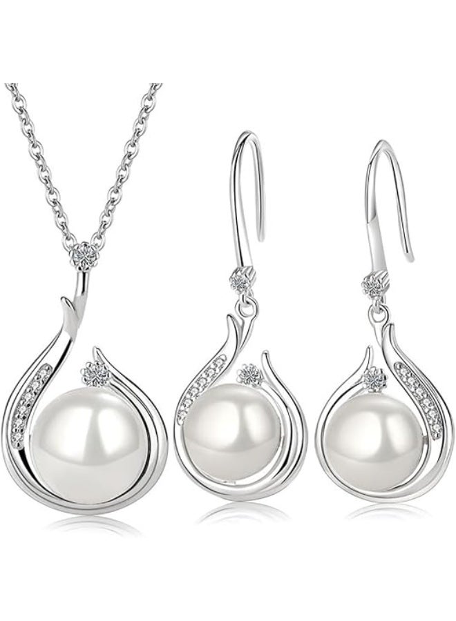 DUNISO Pearl Drop Earring for Women, Hypoallergenic Celtic Knot Zirconia Dangle Earring Good Luck Irish Flower Earrings, Fashion White Pearl Hook Earrings Bohemian Jewelry Gifts for Women Mother - Image 5