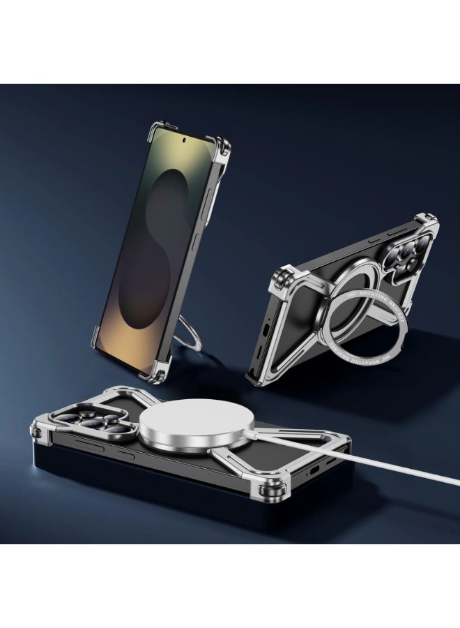 general Suitable for Samsung S25Ultra/S24Ultra/S23Ultra metal magnetic rotating bracket mobile phone case anti-fall protective cover - Image 4