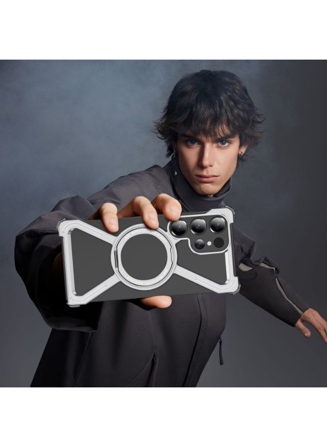 general Suitable for Samsung S25Ultra/S24Ultra/S23Ultra metal magnetic rotating bracket mobile phone case anti-fall protective cover - Image 5