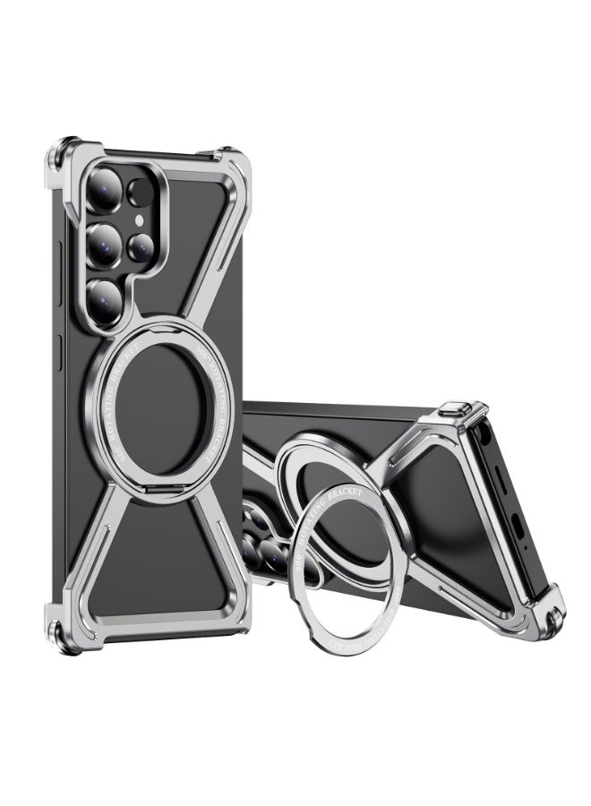 general Suitable for Samsung S25Ultra/S24Ultra/S23Ultra metal magnetic rotating bracket mobile phone case anti-fall protective cover - Image 1