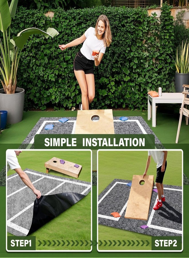 KEOHOLI 2 pcs 5 x 8 FT Cornhole Mat Durable Cornhole Pitch Pads with Waterproof Backing Felt Surface for Board Stability & Toss Bag Protection Outdoor Playing Surface for Backyard Tailgating & Lawn Games - Image 4