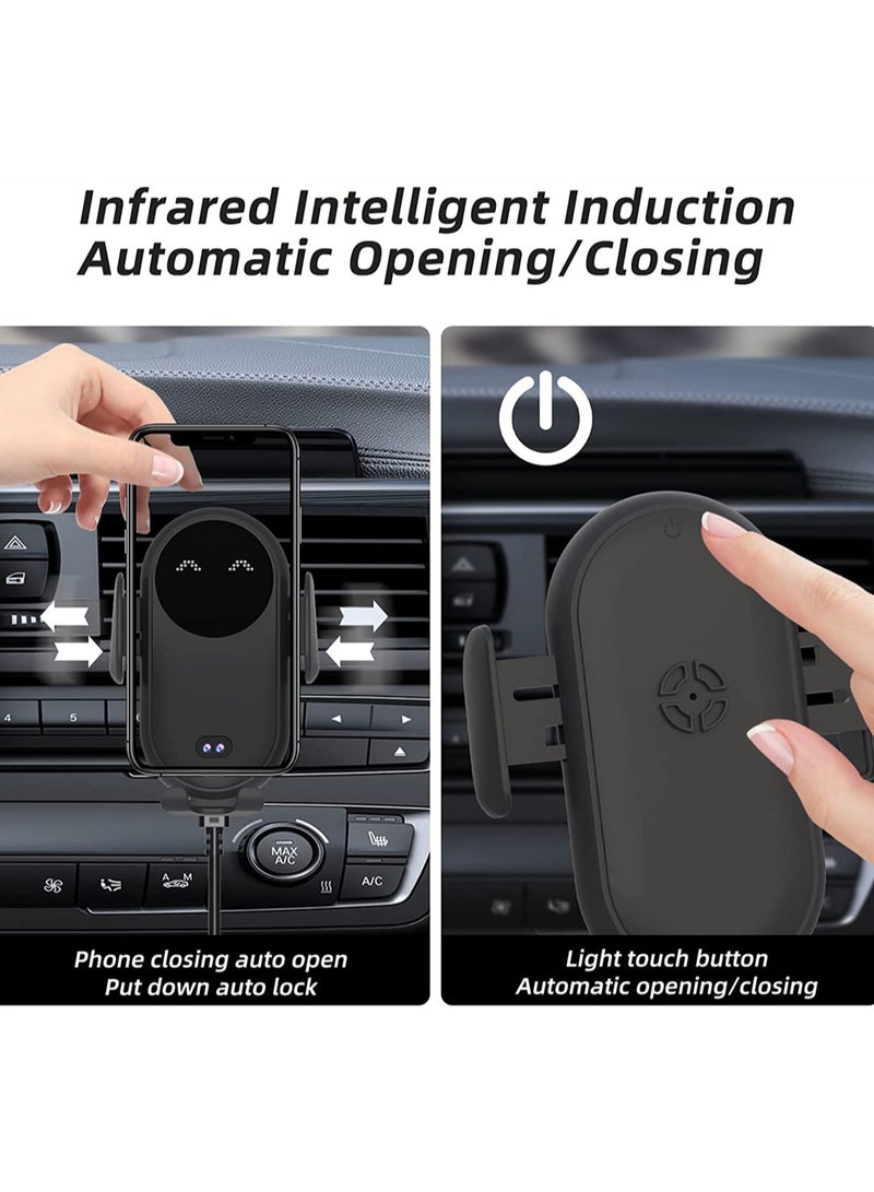Luckam Wireless Car Charger Smart Wireless Auto-Sensor Car Phone Holder Charger, Car Phone Holder Mount, Wireless Fast Charging Air Vent Car Phone Mount for Car Dashboard Windshield Air Vent, 1 Pcs (Black) - Image 5