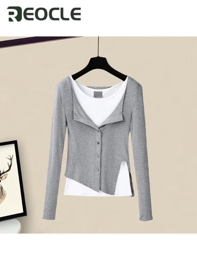 REOCLE Women's 2 Piece Outfits Casual Long Sleeve Pullover Top Wide Leg Pants Spring Lounge Sets Vacation Travel Outfits - Image 2