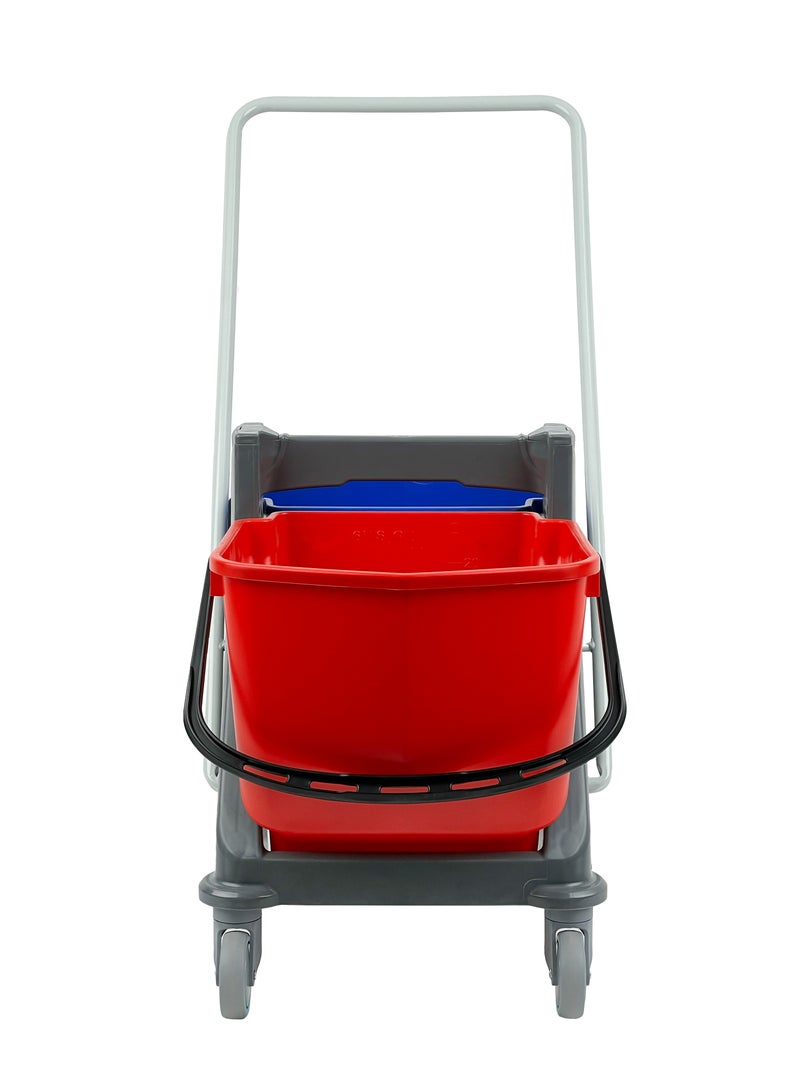 FILMOP Professional Double-Bucket Mop Trolley | Italian Manufactured | 360-Degree Rotating Swivel Wheels | Suitable For Hospitality Settings, Commercial Use, & Professional Use | 50 Liters - Image 3
