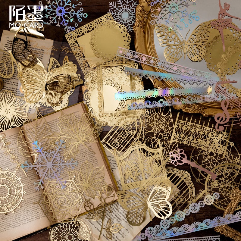 Momo Stamping Cut Out Lace Paper Romantic Story Series Japanese Handbook Diy Material Decoration 10 Sheets 8 Styles - Image 2