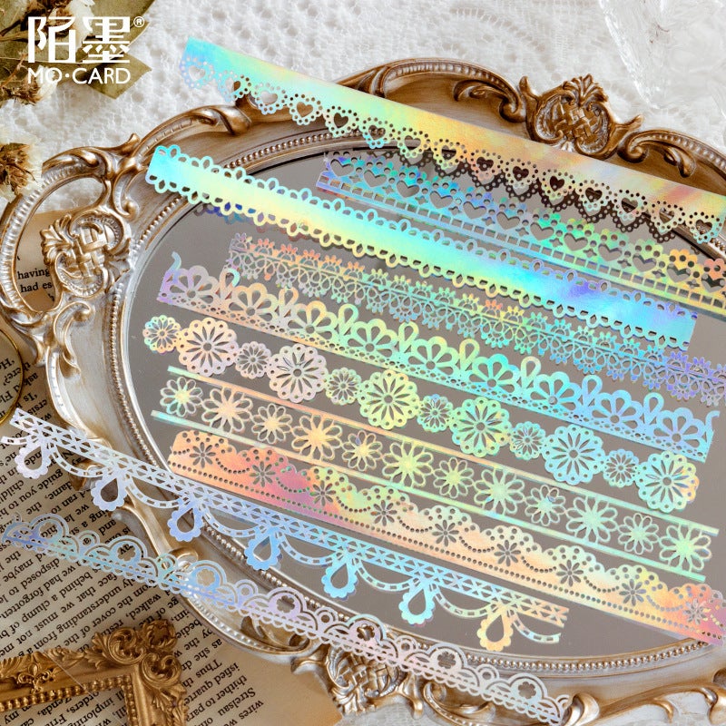 Momo Stamping Cut Out Lace Paper Romantic Story Series Japanese Handbook Diy Material Decoration 10 Sheets 8 Styles - Image 4