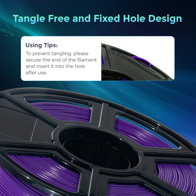 Flashforge PLA Flexible 1.75 mm 3D Printer Filament, 3D Printing Filaments 1kg Spool-Dimensional Accuracy +/- 0.02mm, Environmental Friendliness, no Smoke and no Odor (Purple, PLA Flexible) - Image 4