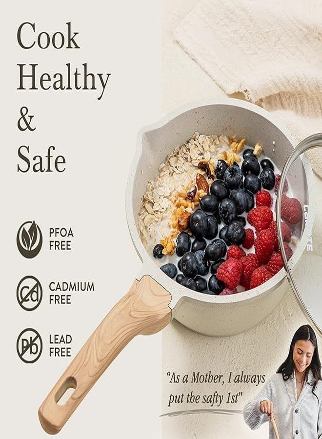 FAGVA 16 cm Non-Stick Milk Pan with Marble Coating & Lid | One-Handed Induction Compatible Pot | Perfect for Tea, Coffee, Chai, Milk Boiling & Small Meals | Easy Clean Multi-Use Cookware for Everyday - Image 3
