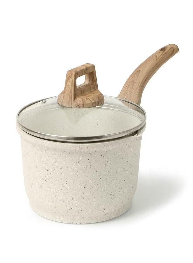 FAGVA 16 cm Non-Stick Milk Pan with Marble Coating & Lid | One-Handed Induction Compatible Pot | Perfect for Tea, Coffee, Chai, Milk Boiling & Small Meals | Easy Clean Multi-Use Cookware for Everyday - Image 1