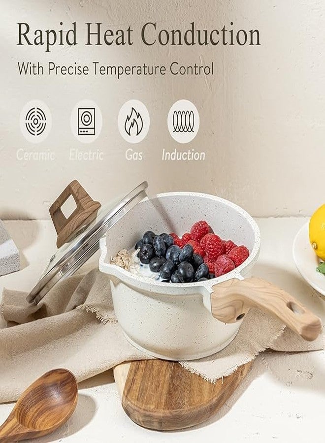 FAGVA 16 cm Non-Stick Milk Pan with Marble Coating & Lid | One-Handed Induction Compatible Pot | Perfect for Tea, Coffee, Chai, Milk Boiling & Small Meals | Easy Clean Multi-Use Cookware for Everyday - Image 5