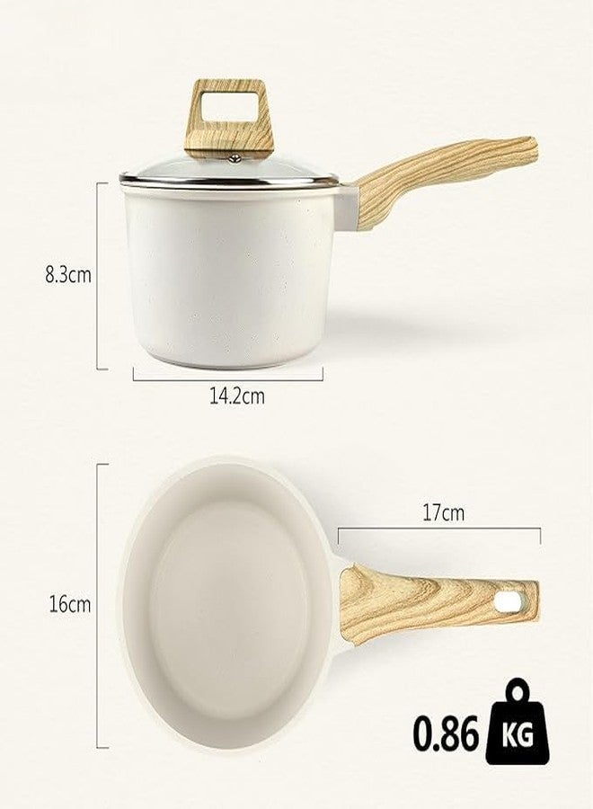 FAGVA 16 cm Non-Stick Milk Pan with Marble Coating & Lid | One-Handed Induction Compatible Pot | Perfect for Tea, Coffee, Chai, Milk Boiling & Small Meals | Easy Clean Multi-Use Cookware for Everyday - Image 2