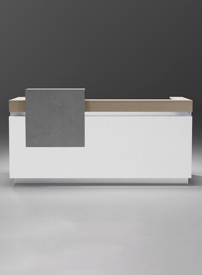 Neo Front Reception Desk Wood Style Reception Table With Drawer 200x65x105cm - Image 2