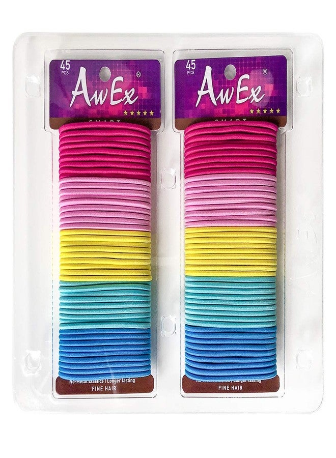 AwEx Colorful Ponytail Holders for THIN Hair,0.12 inch (3 mm) in Thickness,5.5 inches(140 mm) Regular Loop Hair Bands,No Metal Hair Elastics,Hair Ties for FINE Hair - Image 3