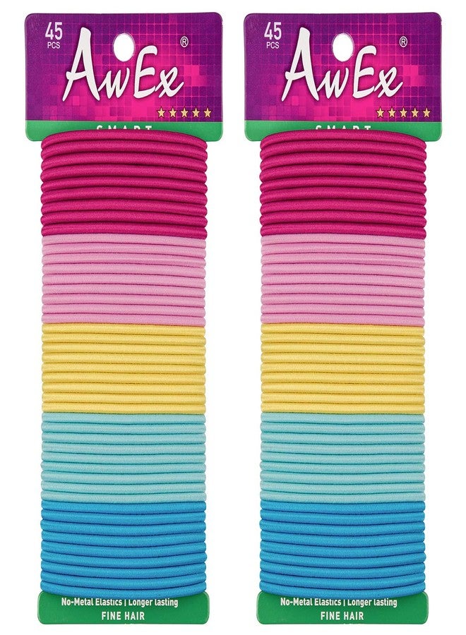 AwEx Colorful Ponytail Holders for THIN Hair,0.12 inch (3 mm) in Thickness,5.5 inches(140 mm) Regular Loop Hair Bands,No Metal Hair Elastics,Hair Ties for FINE Hair - Image 1