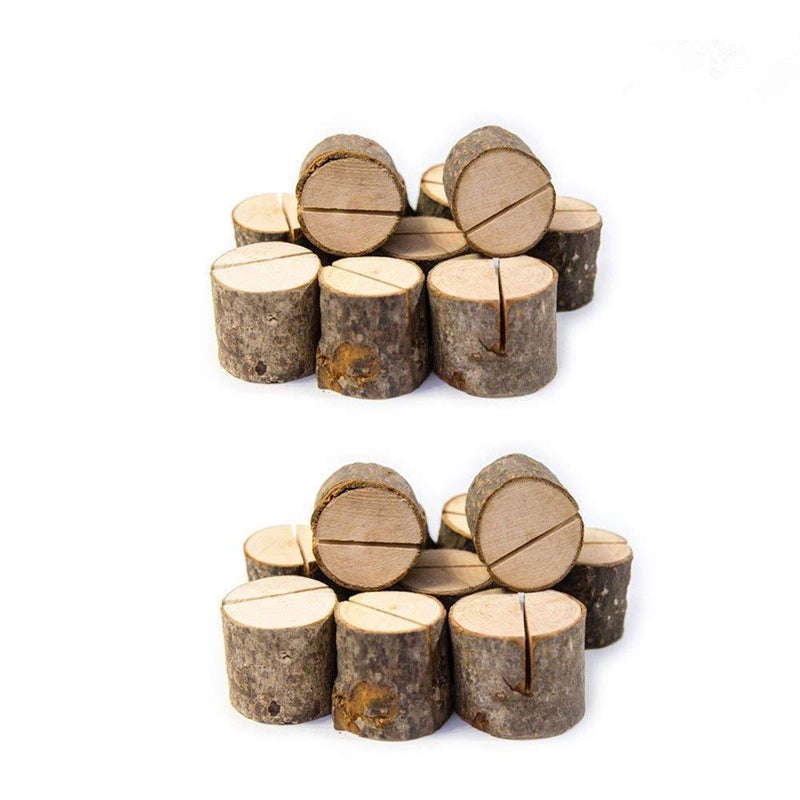 senover Rustic Wood Table Numbers Holder Wood Place Card Holder Party Wedding Table Name Card Holder Memo Note Card (20pcs) - Image 1