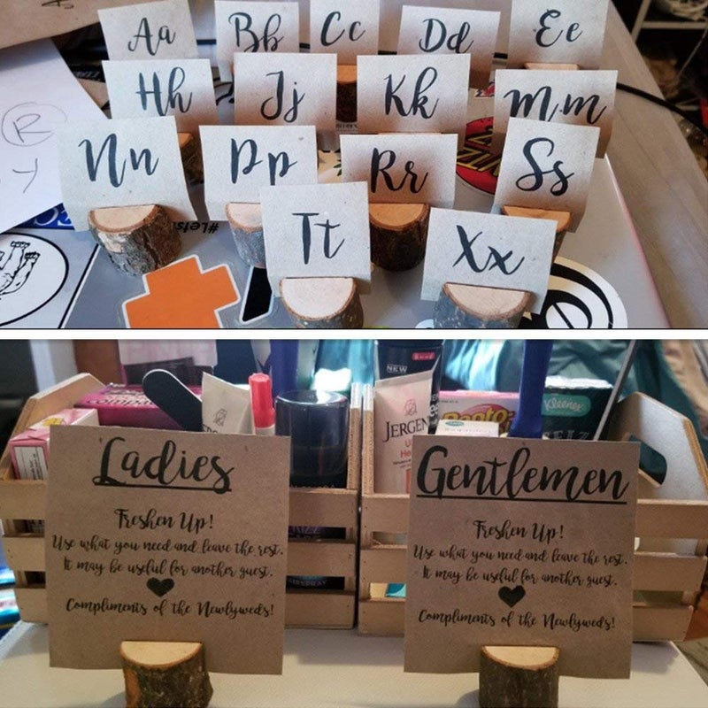 senover Rustic Wood Table Numbers Holder Wood Place Card Holder Party Wedding Table Name Card Holder Memo Note Card (20pcs) - Image 5