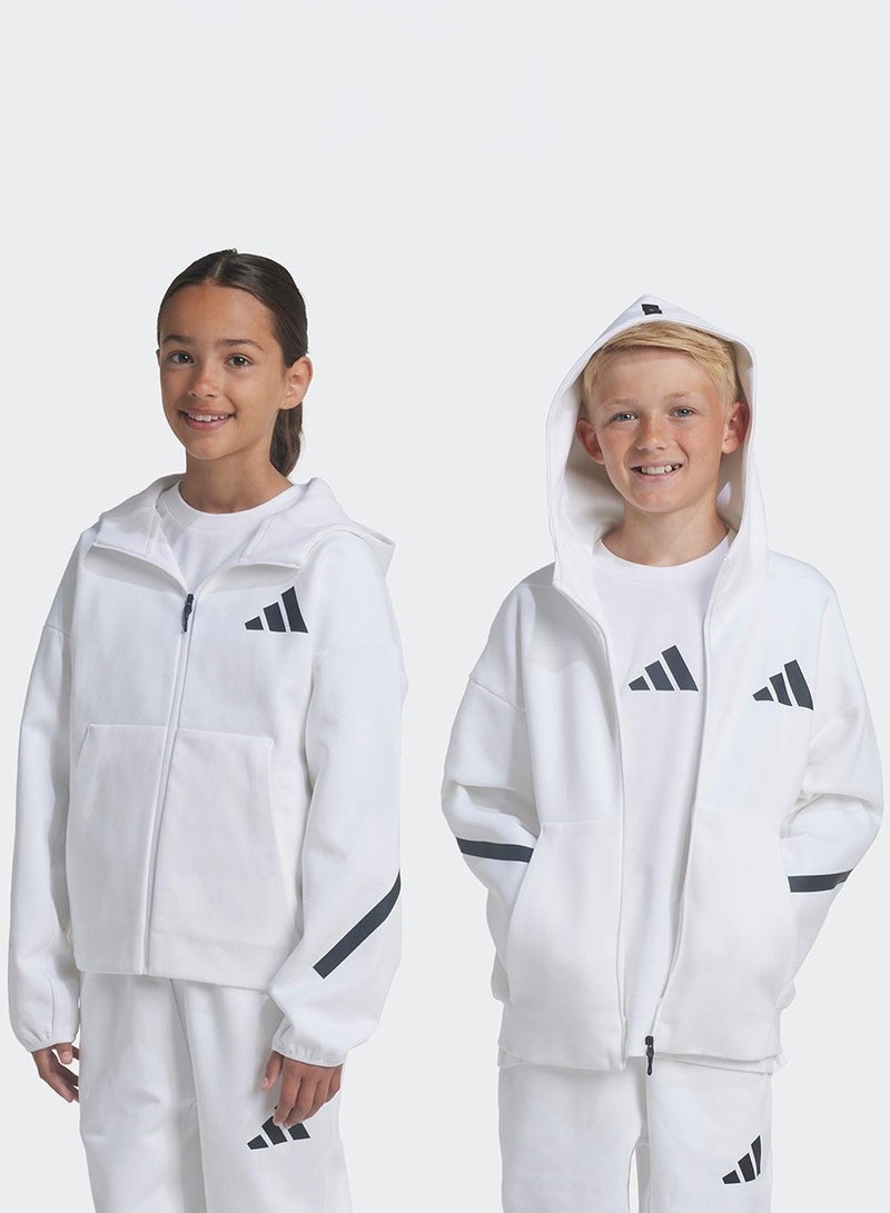 Adidas J Z.N.E.Fz White Training Track Tops For Kids Unisex 128 - Image 1