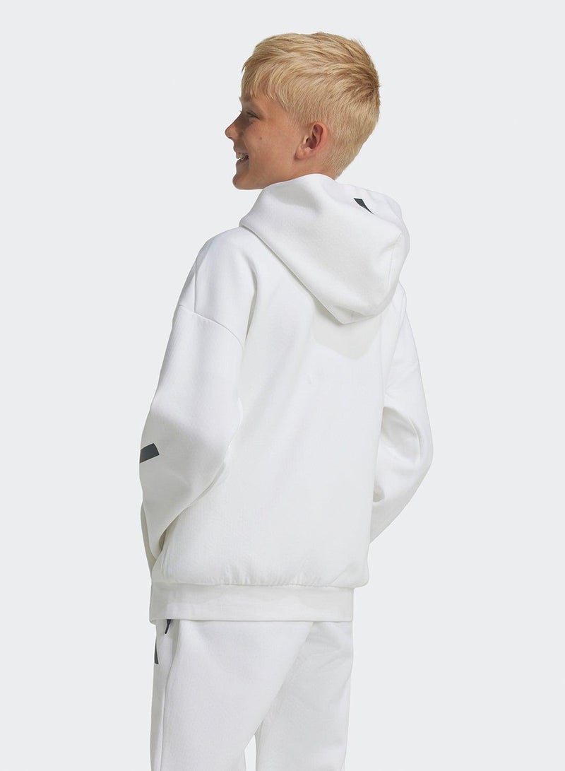 Adidas J Z.N.E.Fz White Training Track Tops For Kids Unisex 128 - Image 4