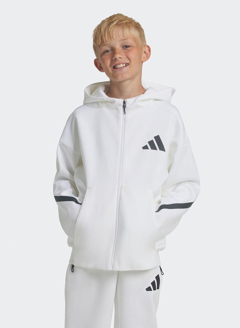 Adidas J Z.N.E.Fz White Training Track Tops For Kids Unisex 128 - Image 3