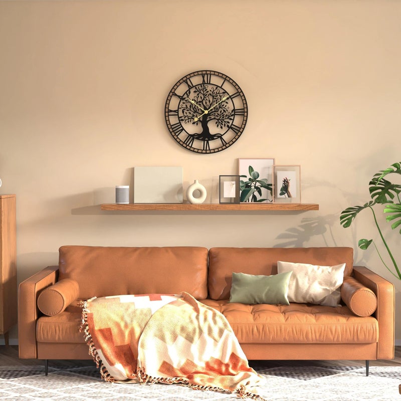 Micasso Farmhouse Large Wall Clock: 24Inch Rustic Tree of Life Metal with Wood Frame - Vintage Battery Operated Wall Clocks for Living Room/Office/Bedroom - Home Decor for Fashion-Conscious - Image 4