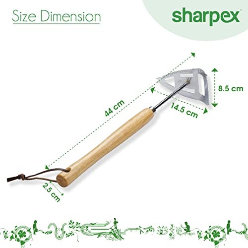 Sharpex 3-in-1 Gardening Tool with 8.5 cm Stainless Steel Blade & Wooden Handle | Heavy Duty Hoe for Loosening Soil, Planting, Digging | Works as Garden Tiller - Image 4