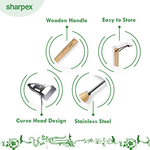 Sharpex 3-in-1 Gardening Tool with 8.5 cm Stainless Steel Blade & Wooden Handle | Heavy Duty Hoe for Loosening Soil, Planting, Digging | Works as Garden Tiller - Image 5