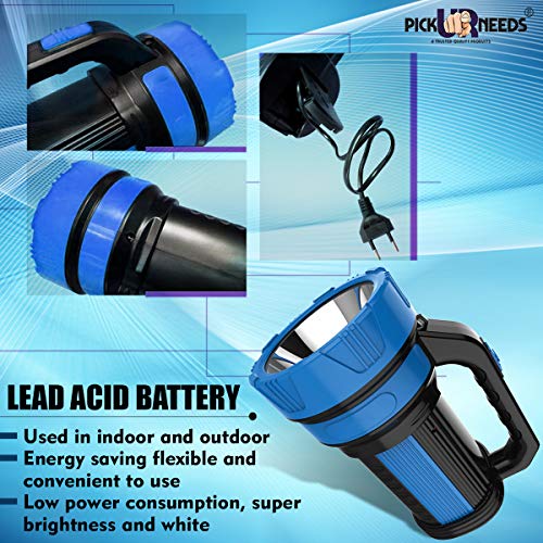 Pick Ur Needs Long Range Search Torch Light 50 Watt Rechargeable with 2 Side Emergency Tube Light (Color-As per Availability) - Image 3