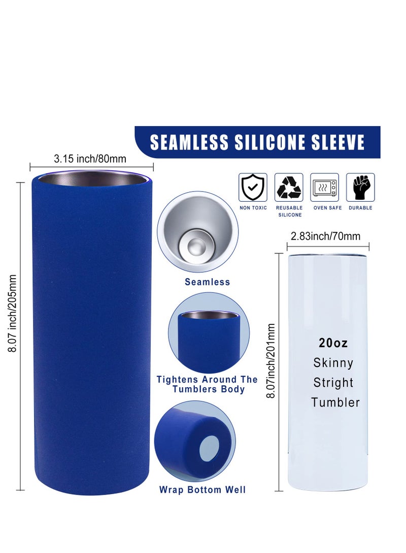 Excefore 2 PCS Silicone Insulated Cup Cover, Non Slip Insulated Cup Cover, Reusable Silicone Sublimation Sleeve Mug, Suitable for Sublimation Tumblers (Blue) - Image 2