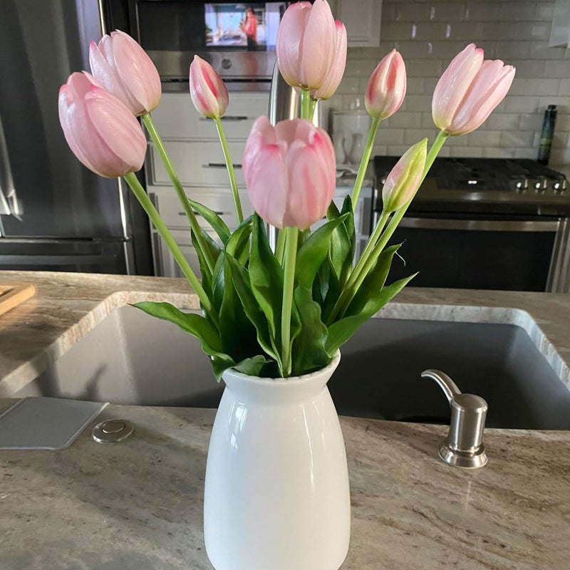 hjn White Flower Vase- Ceramic Vase for Decor  White vase for Flowers  Modern Vases for Living Room/Home Decor Accents/Entryway/Mantel/Bookshel-White - Image 3