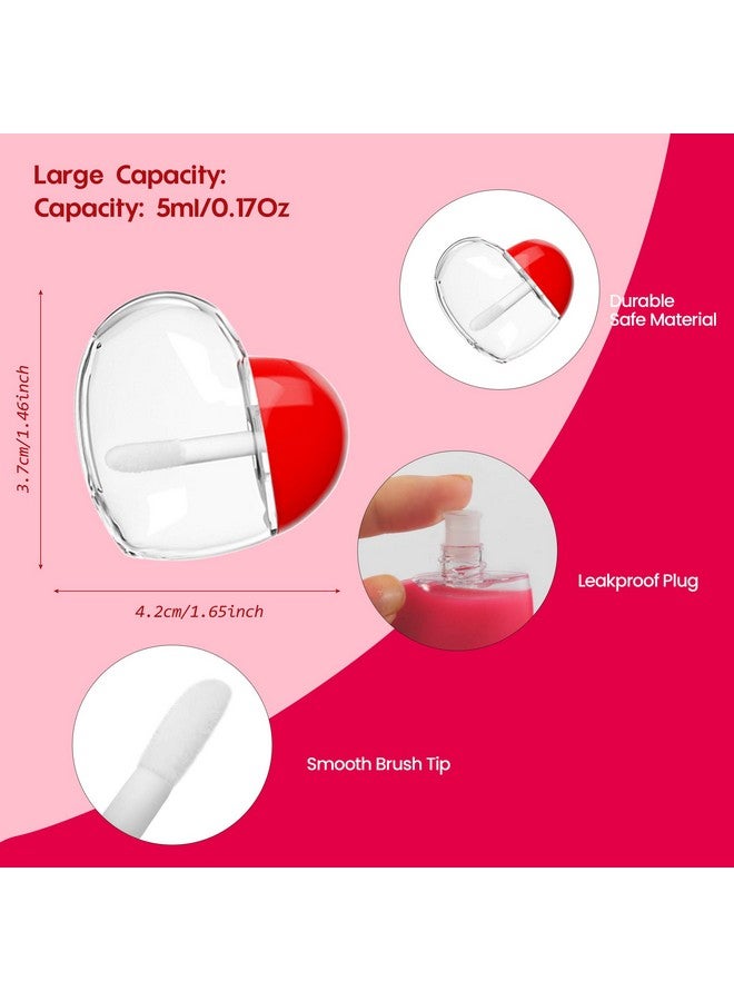 RONRONS 20 Pieces Refillable Lip Gloss Wand Tubes 5Ml Empty Funny Heart Shaped Lip Balm Tube With Brush Tip Applicator Small Lip Glaze Oil Sample Vials Container Holder For Women Girl Diy Cosmetics - Image 4