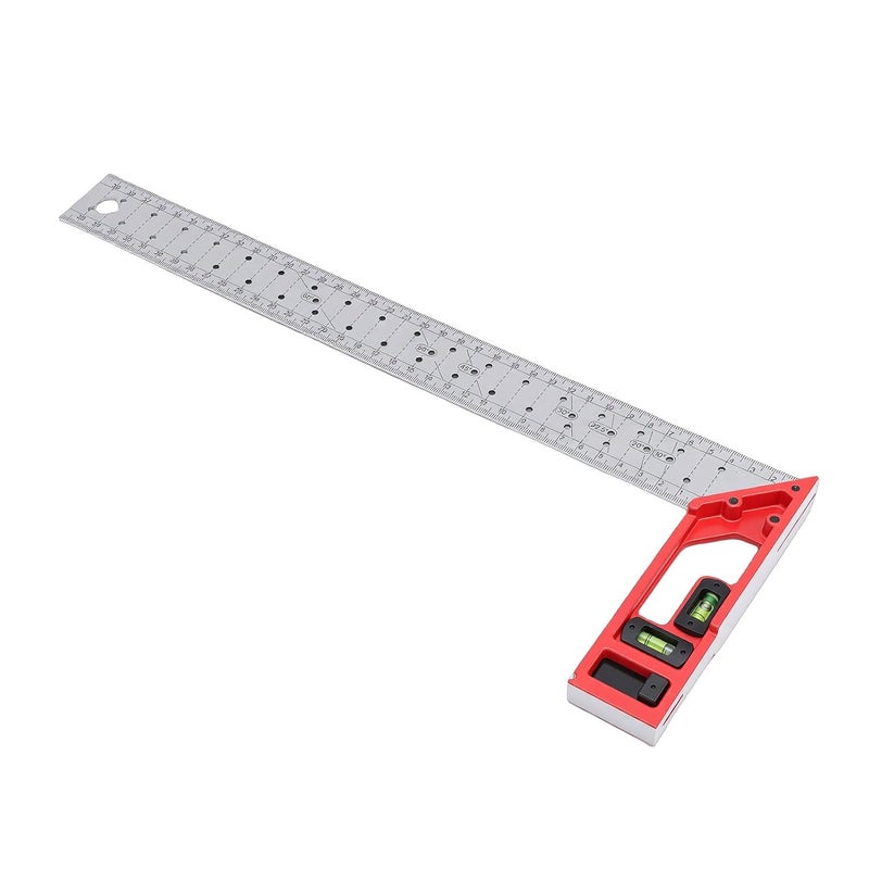 LiebeWH Carpenter Square Ruler Right Angle Hole Marking Measuring Tool 400mm 1.6mm Thick Stainless Steel with Dual Axle Level Bubbles for Woodworking Construction Layout - Image 5