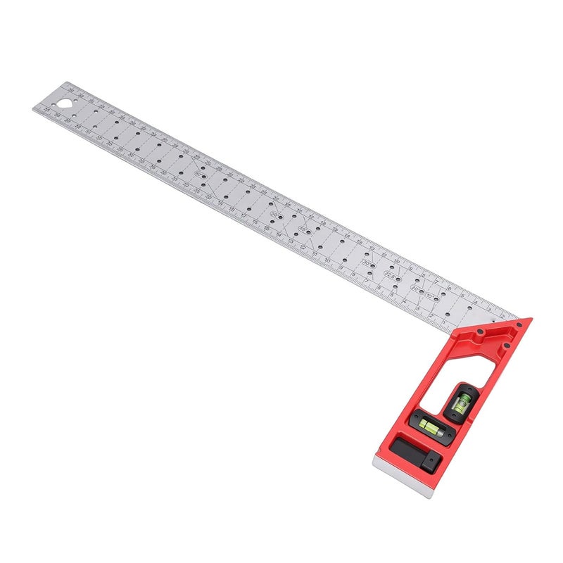 LiebeWH Carpenter Square Ruler Right Angle Hole Marking Measuring Tool 400mm 1.6mm Thick Stainless Steel with Dual Axle Level Bubbles for Woodworking Construction Layout - Image 1