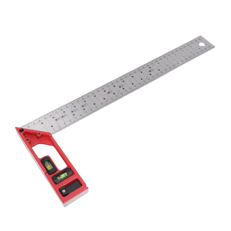 LiebeWH Carpenter Square Ruler Right Angle Hole Marking Measuring Tool 400mm 1.6mm Thick Stainless Steel with Dual Axle Level Bubbles for Woodworking Construction Layout - Image 4