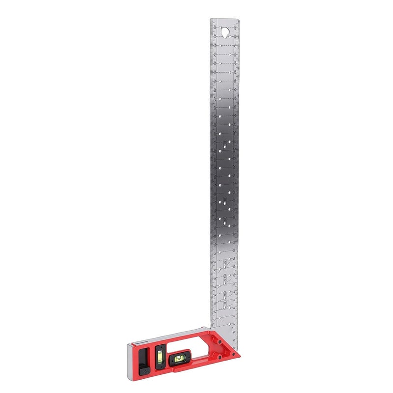LiebeWH Carpenter Square Ruler Right Angle Hole Marking Measuring Tool 400mm 1.6mm Thick Stainless Steel with Dual Axle Level Bubbles for Woodworking Construction Layout - Image 2