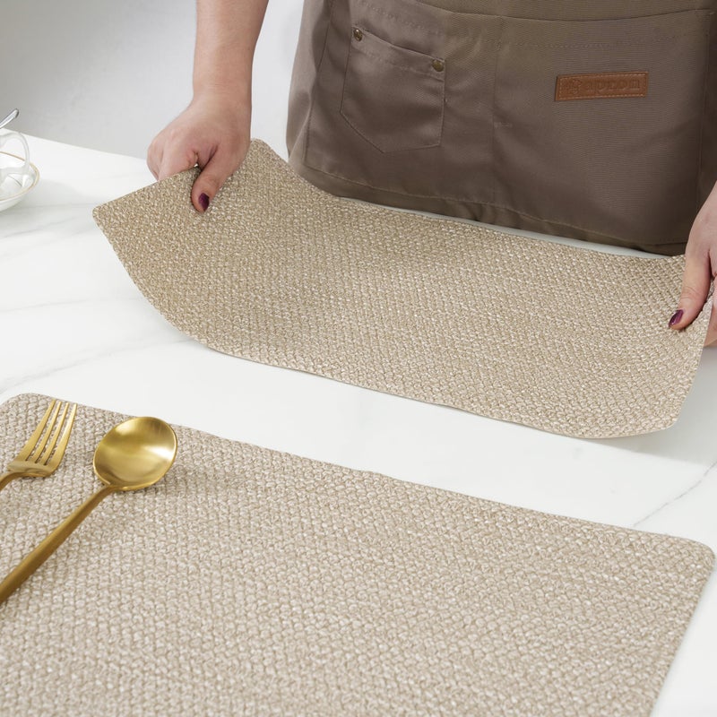 POLYTE Indoor/Outdoor Washable Woven Vinyl Table Dining Placemats, Set of 4 - Image 5