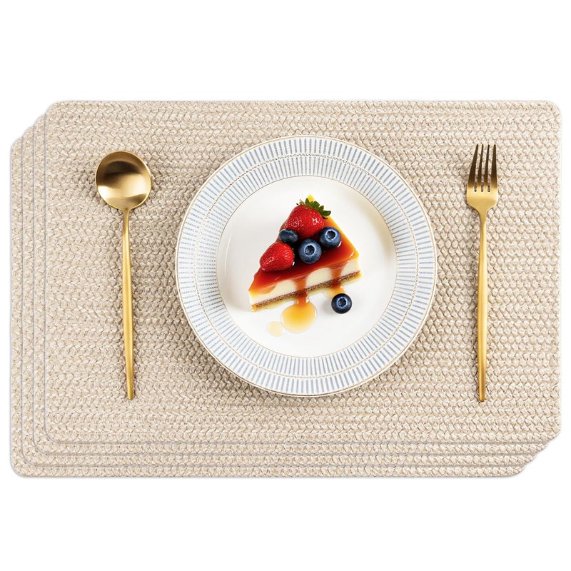 POLYTE Indoor/Outdoor Washable Woven Vinyl Table Dining Placemats, Set of 4 - Image 1