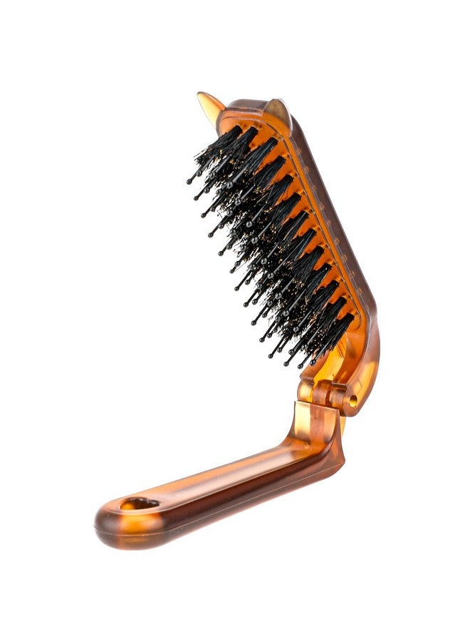 سليفرديو فرشاة شعر قابلة للطي للسفر، فرشاة شعر الخنزير المحمولة القابلة للطي، فرشاة شعر صغيرة مدمجة بحجم الجيب، مشط للنساء والأطفال، سميك ورقيق ومجعد ومستقيم ورطب وجاف لاستعادة لمعان اللحية للرجال - Image 1