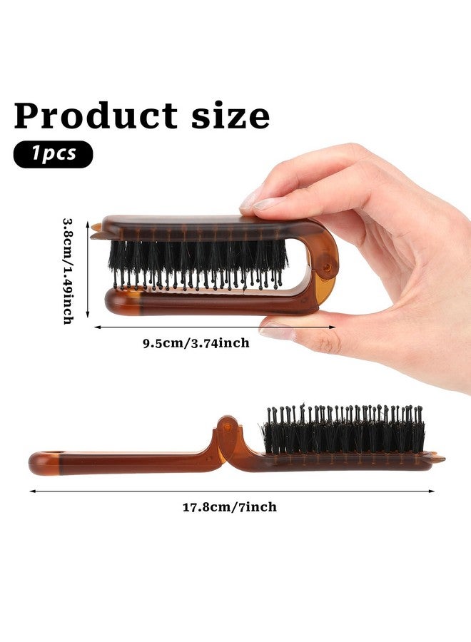 سليفرديو فرشاة شعر قابلة للطي للسفر، فرشاة شعر الخنزير المحمولة القابلة للطي، فرشاة شعر صغيرة مدمجة بحجم الجيب، مشط للنساء والأطفال، سميك ورقيق ومجعد ومستقيم ورطب وجاف لاستعادة لمعان اللحية للرجال - Image 4
