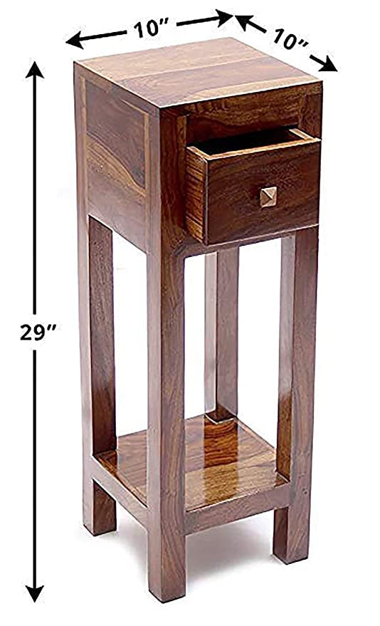 umark Wood Tall End Table Side Table With A Drawer Bedside For Living Room Bedroom Home Office Natural Finish - Image 2