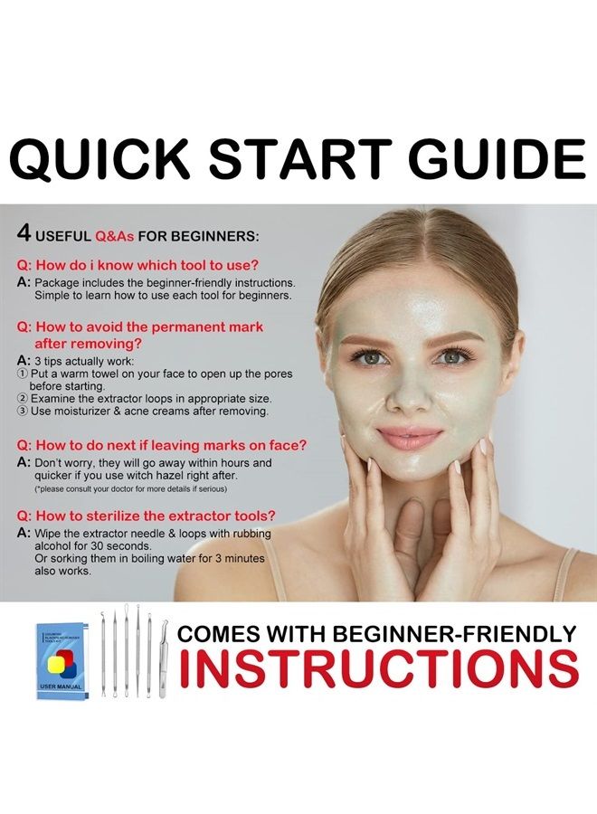 Cbiumpro Blackhead Remover Tools, Blackhead Extractor, 6 Pack Pimple Popper Tool Kit for Removing Blackhead, Whitehead, Pimple, Acne, Zit, Comdone, Pores, Fat Granules on Nose, Face - with Organized Case - Image 5