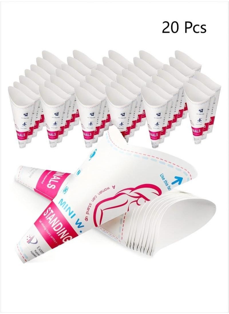 Generic 20 Pcs Disposable Female Urination Devices, Portable and Lightweight, Women's Urinal Funnel for Standing Pee, Waterproof Paper Standing Urinary Funnel for Camping, Hiking and Pregnant Women  - Image 1
