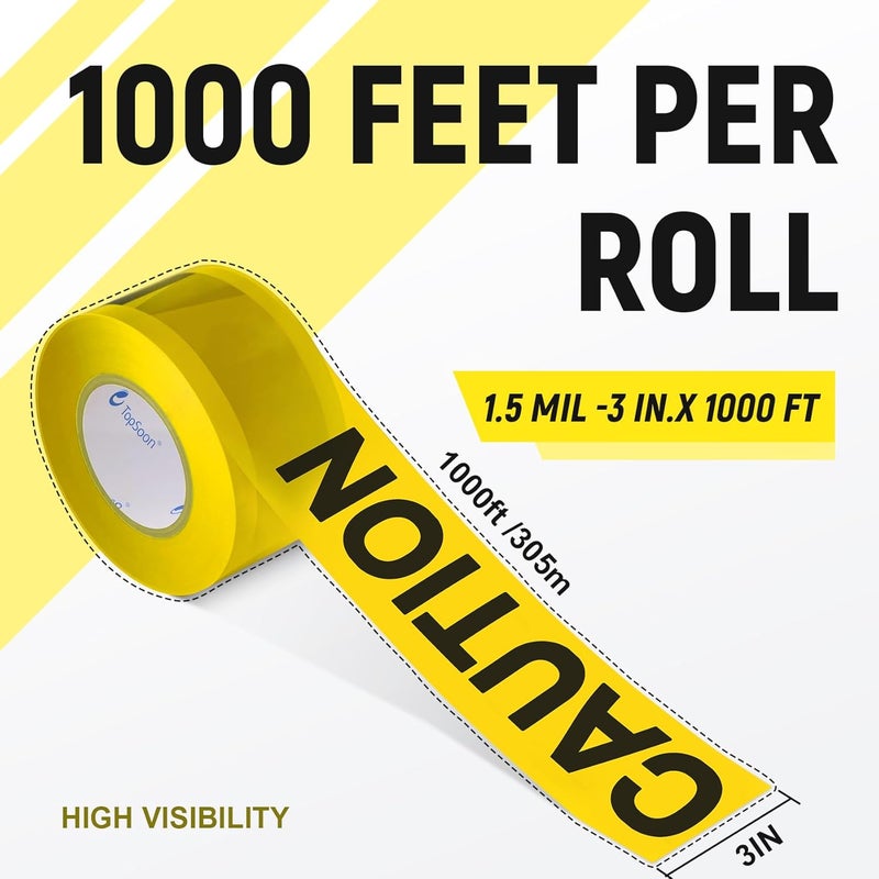 TopSoon Non-Adhesive Bright Yellow Caution Tape 3-Inch by 1000-Feet Do Not Enter Tape Roll, Highly Visible Barricade Tape Premium Weatherproof Safety Barrier Tape - Image 2