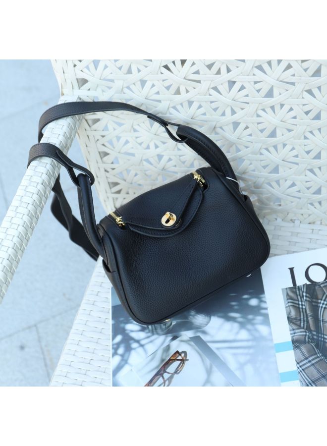 Jinlida Mini Lindi Bag Cowhide Doctor Bag Genuine Leather Women's Bag Trendy One-shoulder Crossbody Portable Pillow Medicine Bag - Image 3