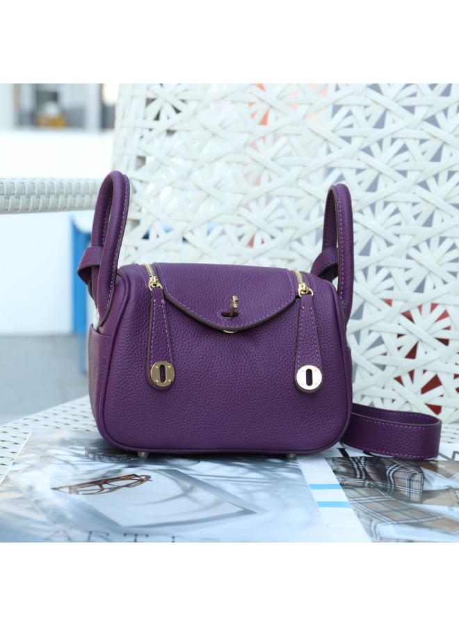Jinlida Mini Lindi Bag Cowhide Doctor Bag Genuine Leather Women's Bag Trendy One-shoulder Crossbody Portable Pillow Medicine Bag - Image 1