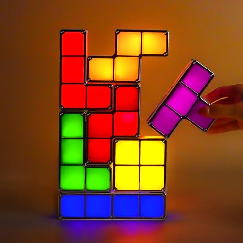 AVEKI Tangram Stackable Night Light, AVEKI LED 7 Colors Induction Interlocking Desk Lamp 3D DIY Magic Blocks Puzzles Toy for Bedroom Home Decor Ideal Gift for Birthday (US Plug) - Image 3